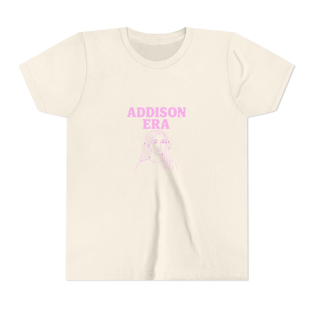 Addison Era Pink Portrait | Addison Rae Kids Tee, TikTok Fan Shirt, Concert Gift - alternate angle 3, merchandise